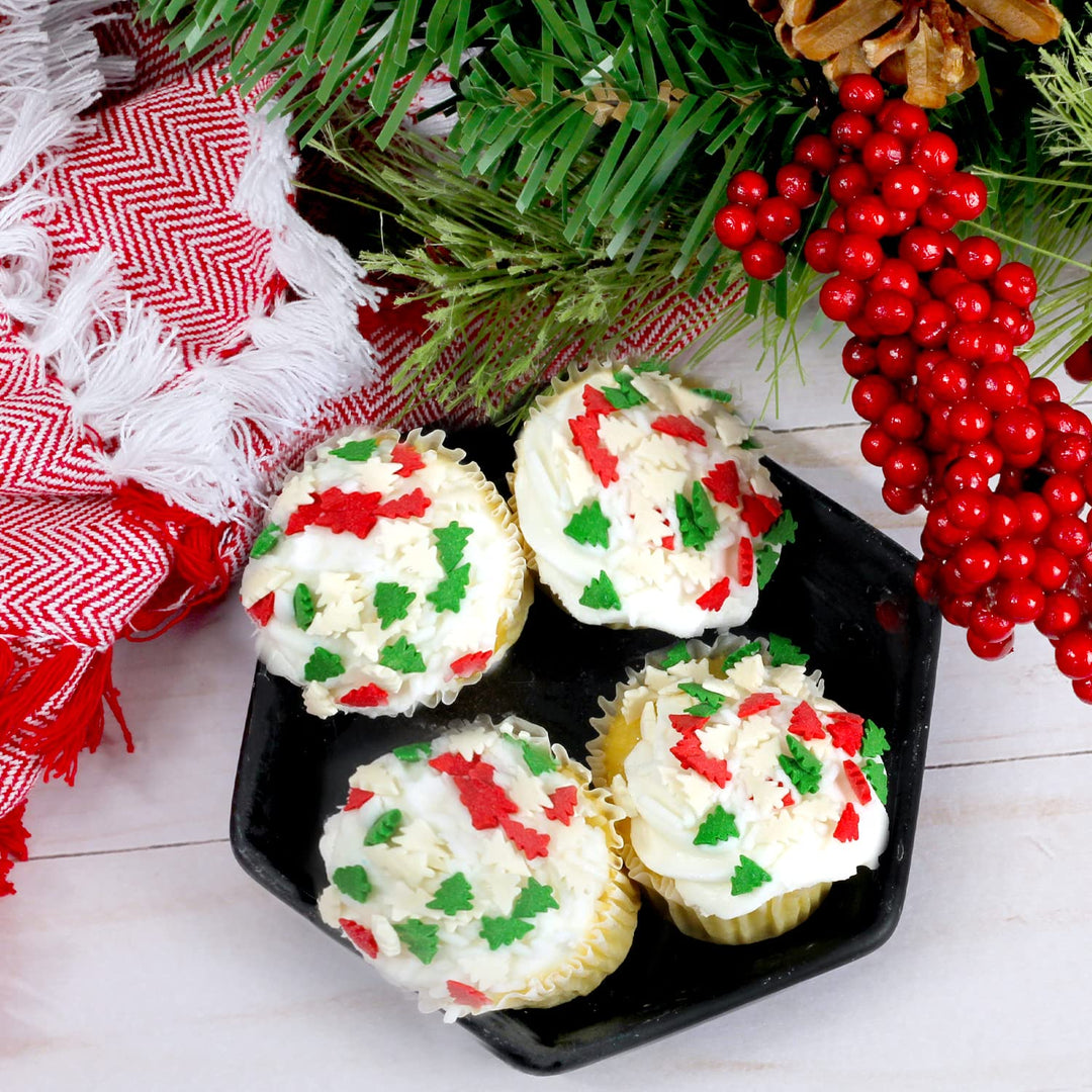 Christmas Sprinkles - 10 oz - Holiday Tree Sprinkles - Red, Green & White Sprinkles for Cookie Decorating - Bulk Christmas Jimmies for Gingerbread Cookies, Baking, Cupcakes