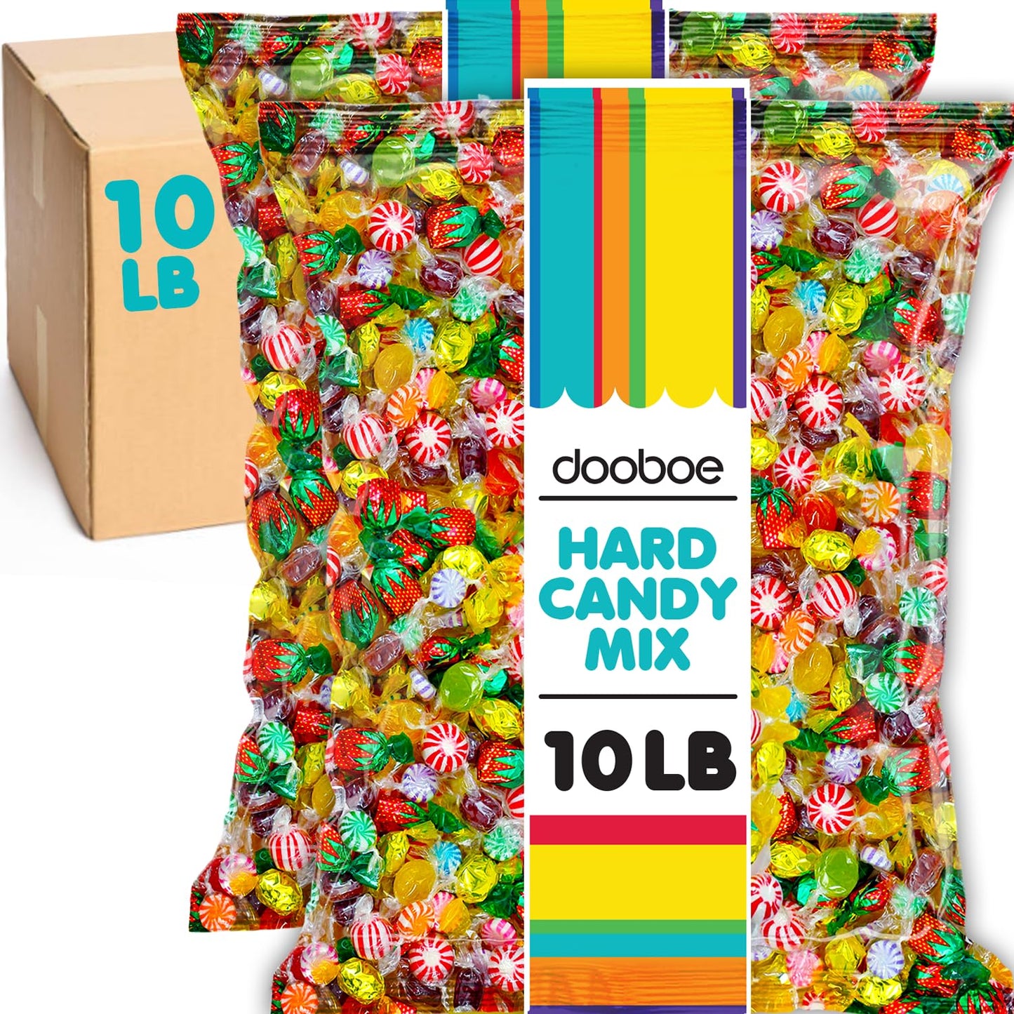 Hard Candy Assortment - 10 Pounds - Big Bulk Hostess Candies - Mixed Flavor Sweets for Offices, Breakrooms, Gifting