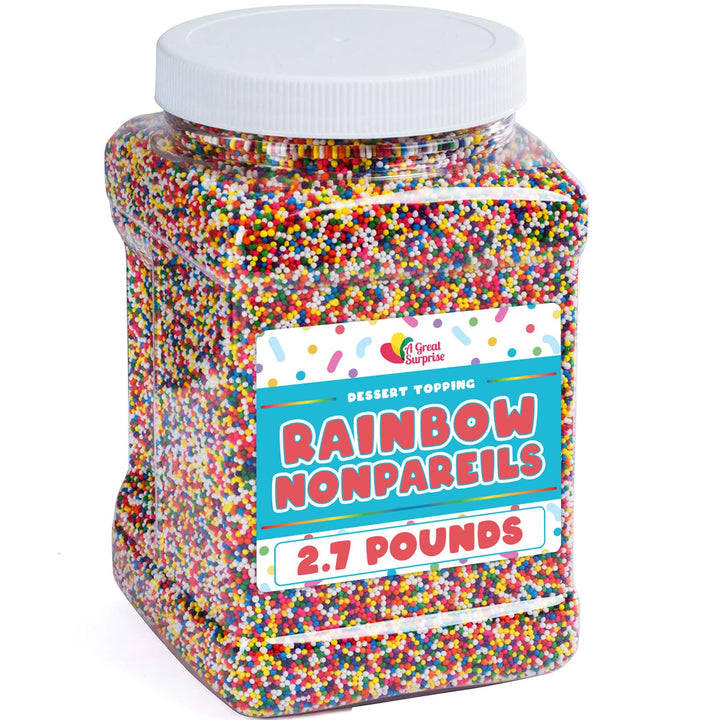 Rainbow Nonpareils Sprinkles - 2.7 Pounds - Big Bulk - Bulk Ice Cream Sprinkles - Rainbow Toppings for Cake Decorating, Cookies, Cupcakes