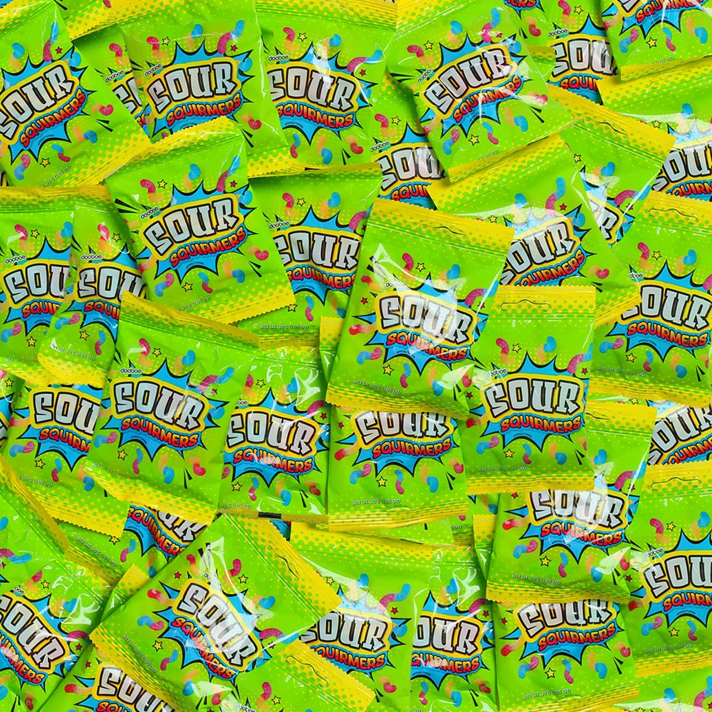 Dooboe Sour Gummy Worms Bulk Pack - 40 Packs (30 Gram Peg Bags) - Stocking Stuffers Sour Squirmers Individually Wrapped for Kids and Adults, Parties, School, Pinata