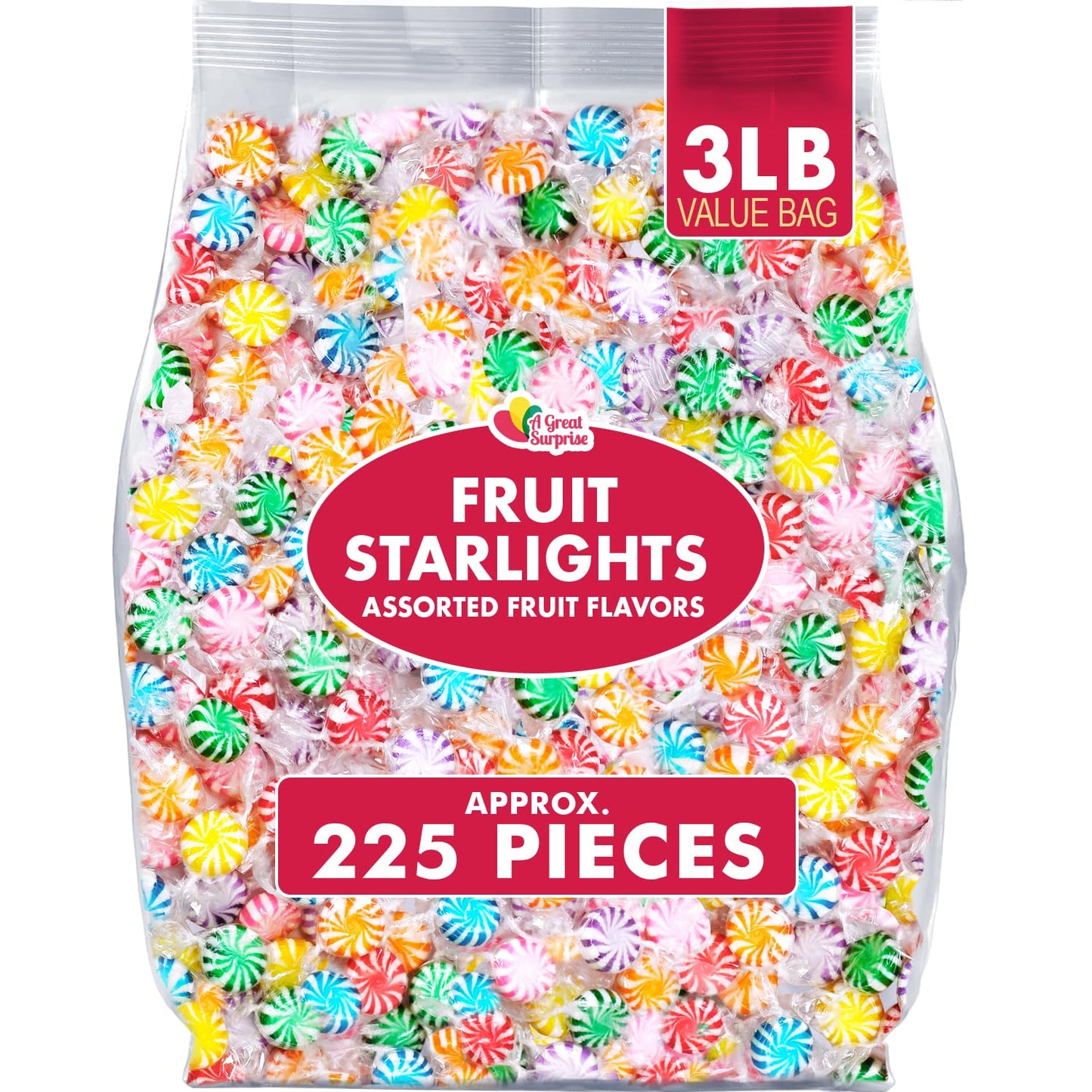 Starlight Candy Fruit Flavored - 3 Pounds - Assorted Hard Candy Individually Wrapped - Office Candy - Bulk Tropical Hard Candy - Fruit Sucking Candy