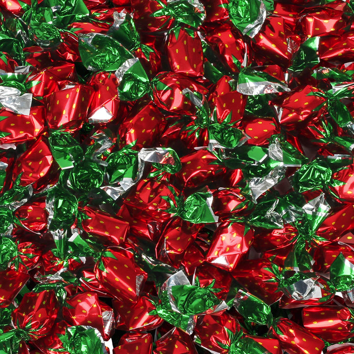 A Great Surprise Strawberry Hard Candy - 5 Pounds - Strawberry Bon Bons - Red and Green Christmas Hard Candies - Filled Hard Candies