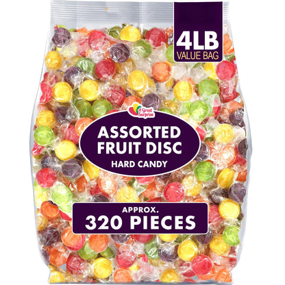 Fruit Flavored Hard Candy - Classic Hard Candy - 4 LB Bulk Candy - Assorted Fruit Flavored Candy - Individually Wrapped Bulk Candies