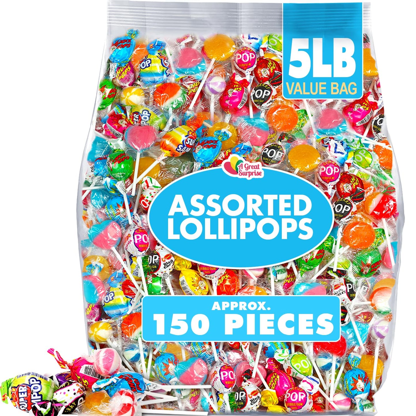 Lollipop Assortment - 5 Pounds - Parade Candy - Bulk Candy Individually Wrapped - Suckers & Lollipops Variety Pack - Lollipops for Kids, Pinata, Office