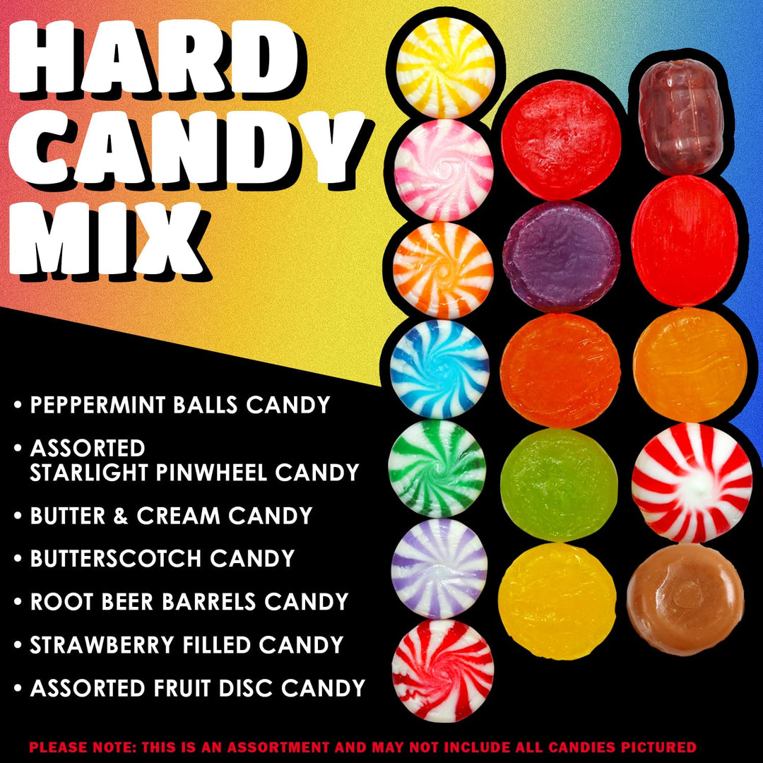 Lalees Hard Candy Mix - 3 LB - Assorted Classic Desk Hard Candy - Large Bag for Office - Individually Wrapped - Mint, Starlight, Toffee, Butterscotch, Strawberry and More