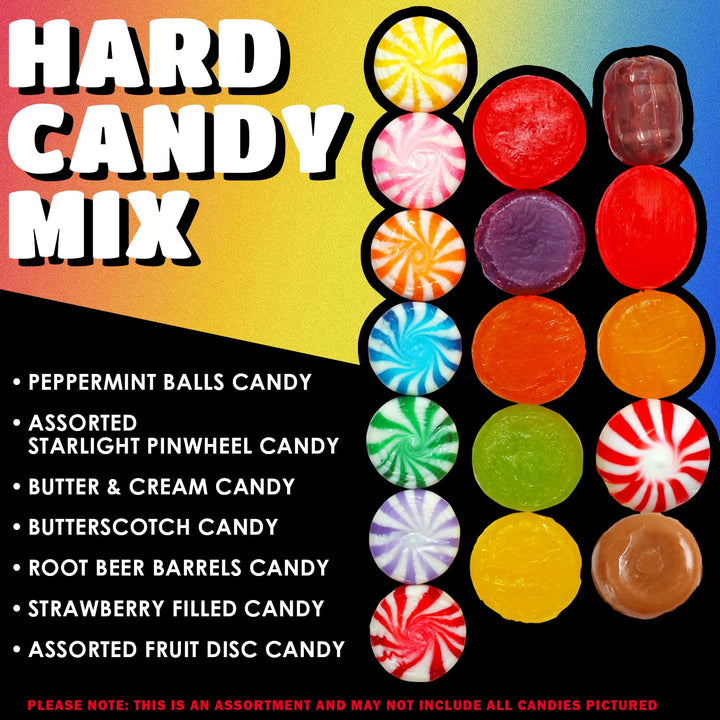 Lalees Hard Candy Mix - 3 LB - Assorted Classic Desk Hard Candy - Large Bag for Office - Individually Wrapped - Mint, Starlight, Toffee, Butterscotch, Strawberry and More