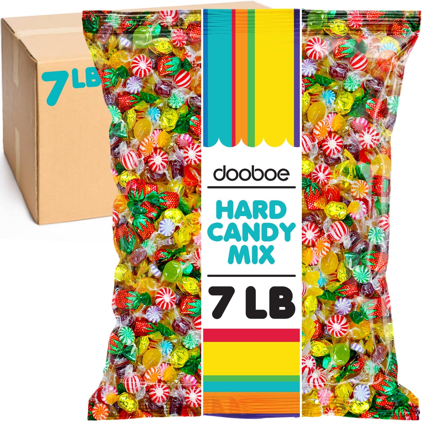 Dooboe Hard Candy Mix - 7 Pounds - Big Bulk Hard Candies Individually Wrapped - Old Fashioned - Rootbeer, Strawberry, Toffee, Mint and More