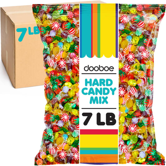 Dooboe Hard Candy Mix - 7 Pounds - Big Bulk Hard Candies Individually Wrapped - Old Fashioned - Rootbeer, Strawberry, Toffee, Mint and More