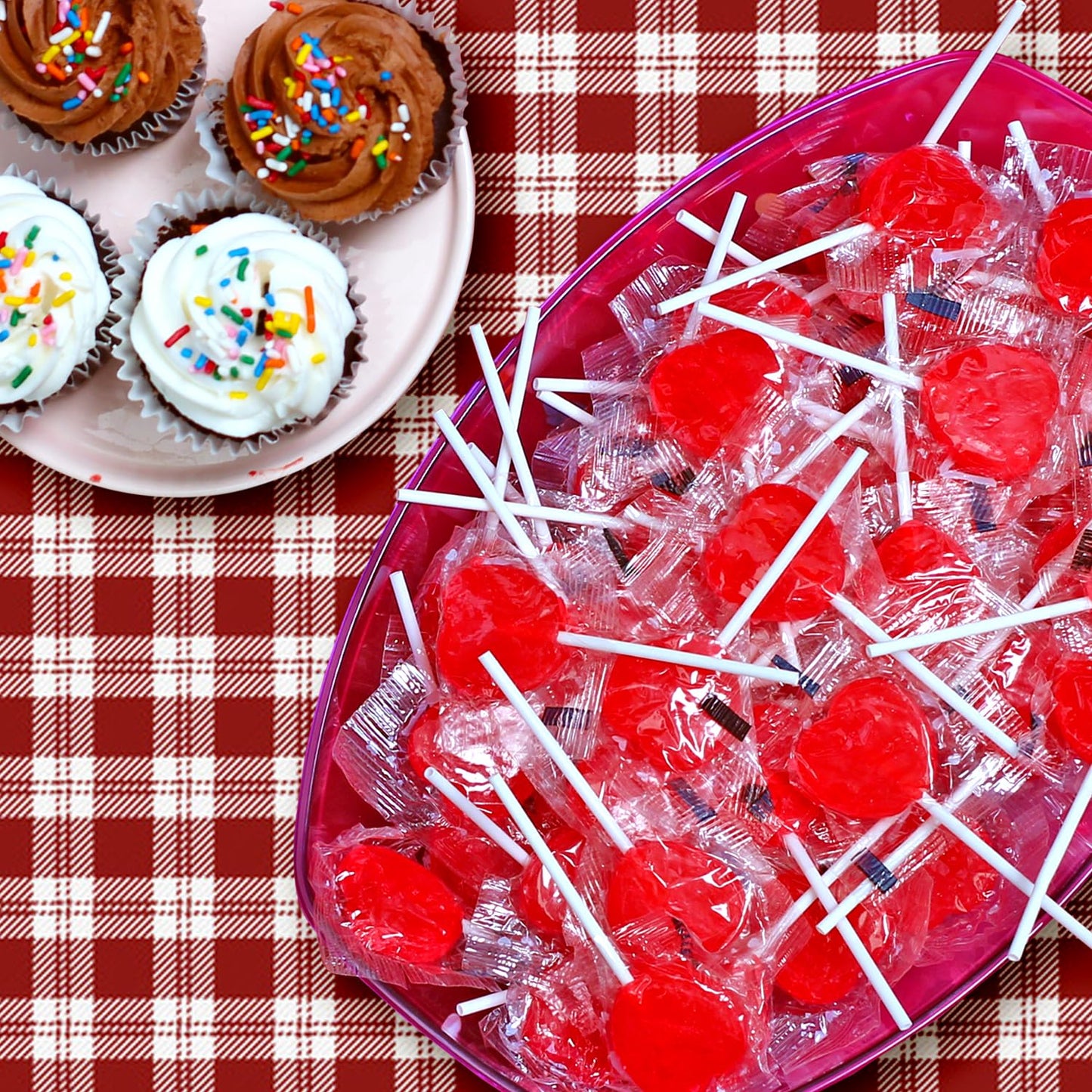 A Great Surprise Red Heart Lollipops - 5 Pounds Bulk - Approx 200 ct - Halloween Red Lollipops - Teachers School Rewards Treats