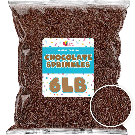 Chocolate Sprinkles - 6 Pounds - Bulk Chocolate Jimmies - Brown Sprinkles for Baking, Cupcakes, Cookies, Ice Cream, Toppings