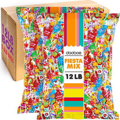 Pinata Candy Mix - 12 Pounds - Assorted Lollipops, Taffy, Gum & Hard Candy - Individually Wrapped Bulk Party Candy for Birthdays, Camps, Gift Basket Filler