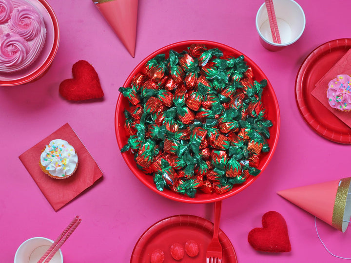 Dooboe Christmas Strawberry Hard Candy - 6 Pounds - Holiday Strawberry Filled Bon Bons Bulk - Individually Wrapped Candy for Office