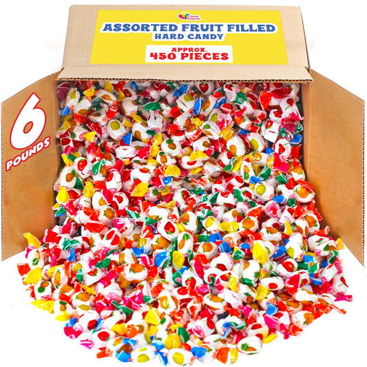 Assorted Fruit-Filled Hard Candy - 6 Pounds - Fruit Flavored Hard Candy Buttons - Classic Candy Discs - Bulk Hard Candies Individually Wrapped