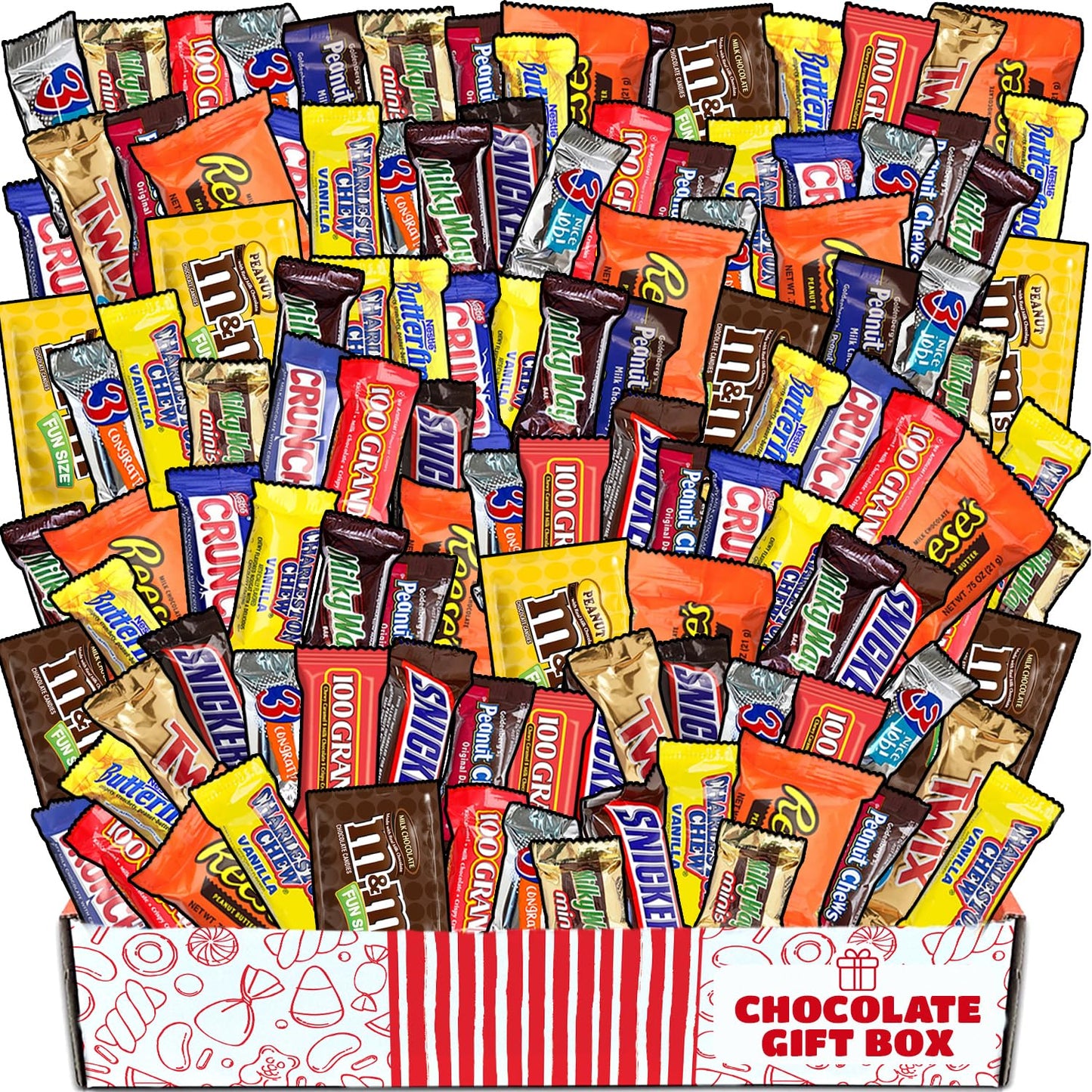 Chocolate Gift Basket - Chocolate Candy Box Variety Pack - Chocolate Care Package - Crave Box - Individually Wrapped Fun Size Candy Bars