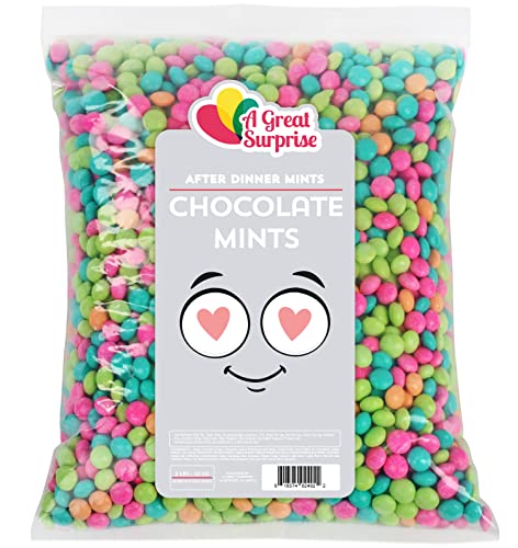 Chocolate Mints - Pastel Candy - 2 LB Bulk - Gourmet After Dinner Mints - Spring Chocolate Candies - Chocolate Lentils