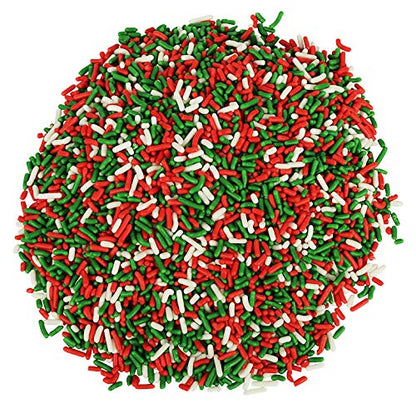 Christmas Sprinkles - Bulk Holiday Sprinkles - 16 Oz - Red, White & Green Jimmies - Bulk Toppings