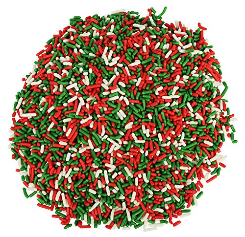 Christmas Sprinkles - Bulk Holiday Sprinkles - 1.6 LB Container - Red White and Green Jimmies