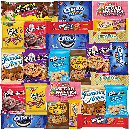 Cookie Variety Pack Assortment - 25 Pack - Individually Wrapped Cookies - Snack Variety Pack for Adults/Kids - Oreos, Keebler, Sugar Wafers Grandma's and Much More
