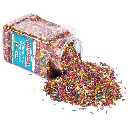 Sprinkles Rainbow - 2.2 LB Container - 100% All NATURAL - Rainbow Sprinkles with No Artificial Colors - Carnival Sprinkles in Resealable Container, Bulk Candy