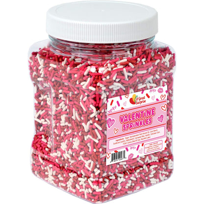 Princess Sprinkles - 1.6 LB - A Great Surprise Sprinkles - Red, Pink & White Sprinkles - Bulk Jimmies for Cupcakes, Cookies, Ice Cream and More