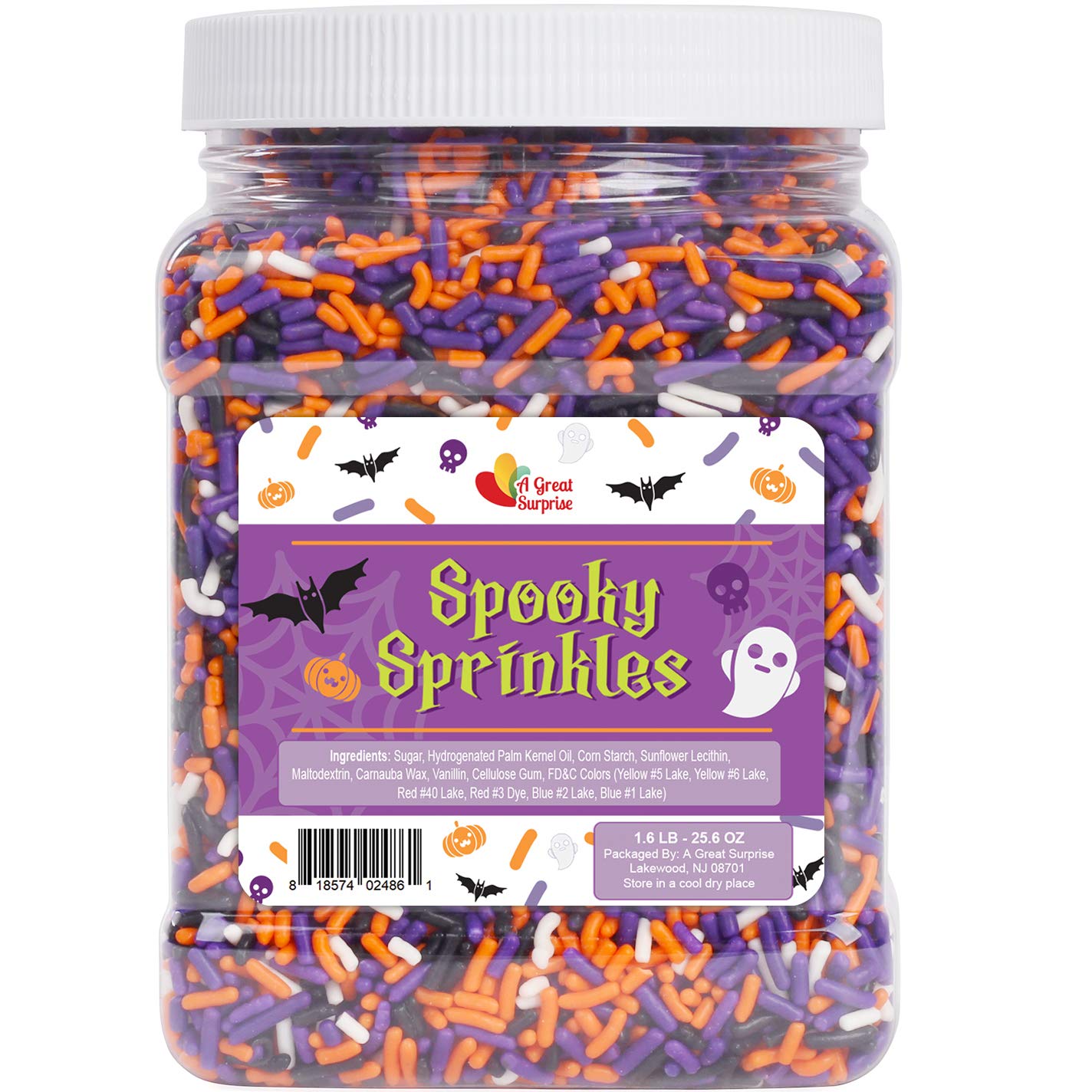 Halloween Sprinkles - Bulk Sprinkles - 1.6 LB - Orange, Black, Purple and White Jimmies