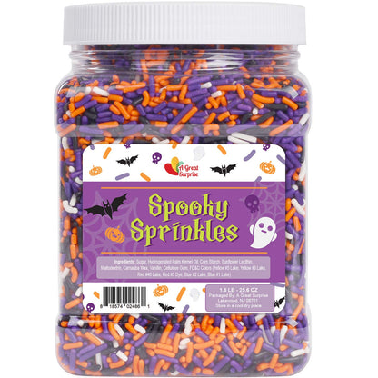 Halloween Sprinkles - Bulk Sprinkles - 1.6 LB - Orange, Black, Purple and White Jimmies
