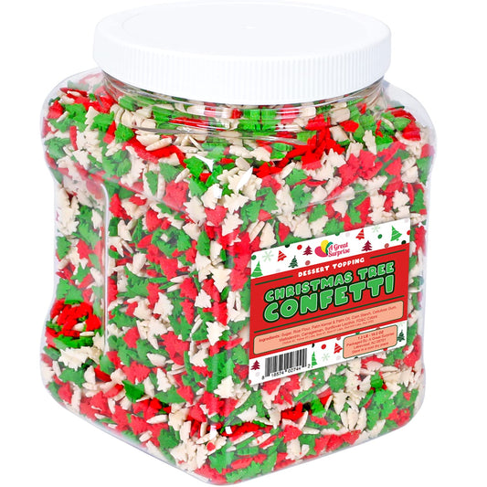 Christmas Tree Sprinkles - 1.2 Pounds - Bulk Red and Green Confetti Sprinkles - Holiday Sprinkles for Cookie Decorating - Christmas Jimmies for Gingerbread Cookies, Baking, Cupcakes