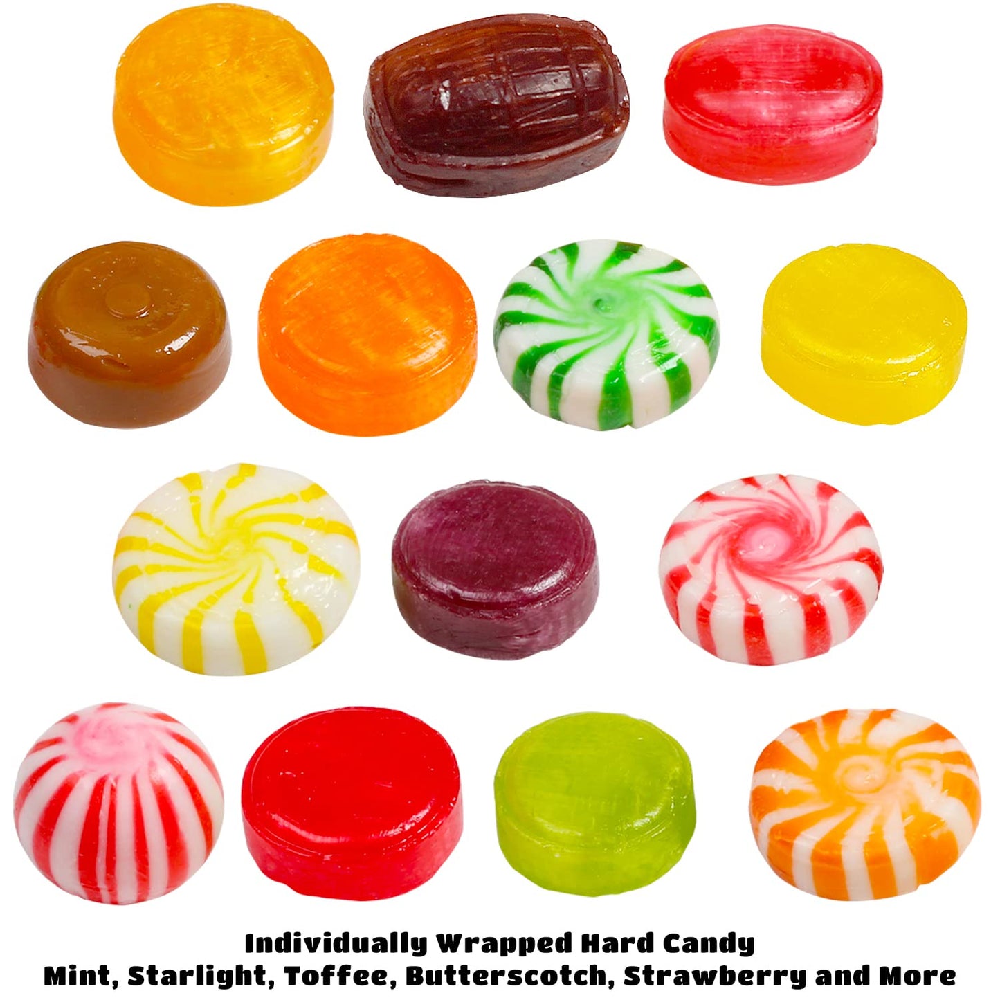 Hard Candy Mix - 3 LB Bulk Variety Candy Bag - Classic Hard Candy Assortment - Hard Candies Sampler - Individually Wrapped Hard Candy - Mint, Starlight, Toffee, Butterscotch, Strawberry and More