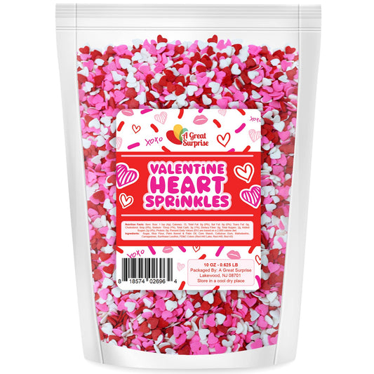 Heart Confetti Sprinkles - 10 Ounces - Valentines Candy Dessert Toppings - Quins