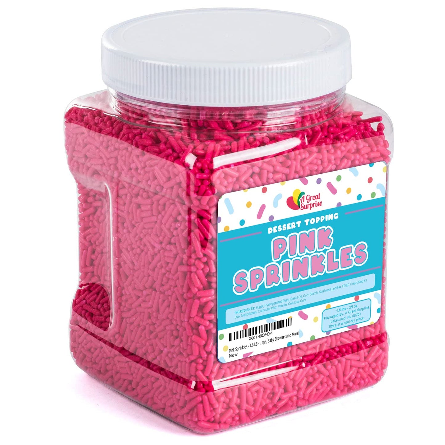 Pink Sprinkles - 1.6 LB - Pink Sprinkles Bulk - Pink Sprinkles Jimmies - Dessert Toppings for Mothers Day, Birthdays, Baby Showers and More!