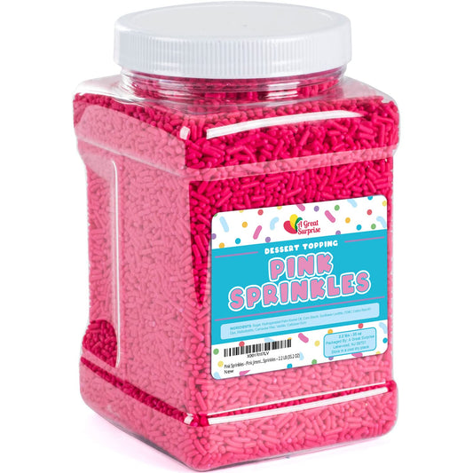 Pink Sprinkles - 2.2 LB - Pink Jimmies for Cake Decorating - Bulk Dessert Toppings for Baking, Cupcakes, Cookies - Showers, Birthdays, Mother's Day and More