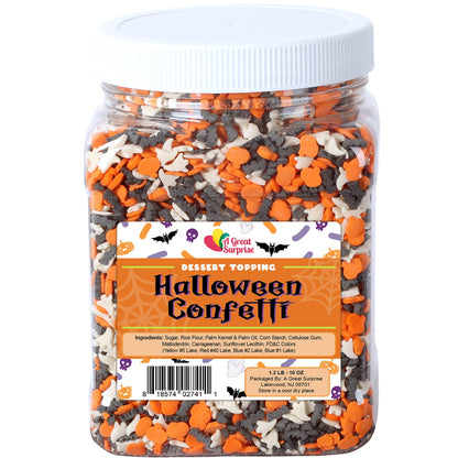 Halloween Confetti Sprinkles Bulk- Bat, Pumpkin & Ghosts Sprinkles - Spooky Toppings - 1.2 lbs - Great for Cookies, Cupcakes, Fall