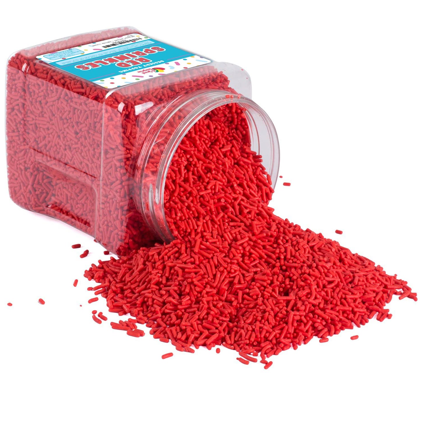 Red Sprinkles - Red Jimmies for Cookie Decorating - Red Sprinkles Bulk in Resealable Container - Red Sprinkles Jimmies - Bulk Candy - 1.6 Pounds