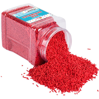 Red Sprinkles - Red Jimmies - Jimmy Sprinkles for Cake Decorating - Red Sprinkles Bulk - Red Jimmies in Resealable Container - Bulk Candy - 2.2 LB