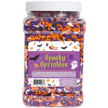 Halloween Sprinkles - 2.2 LB - Orange, Black, Purple and White Jimmies