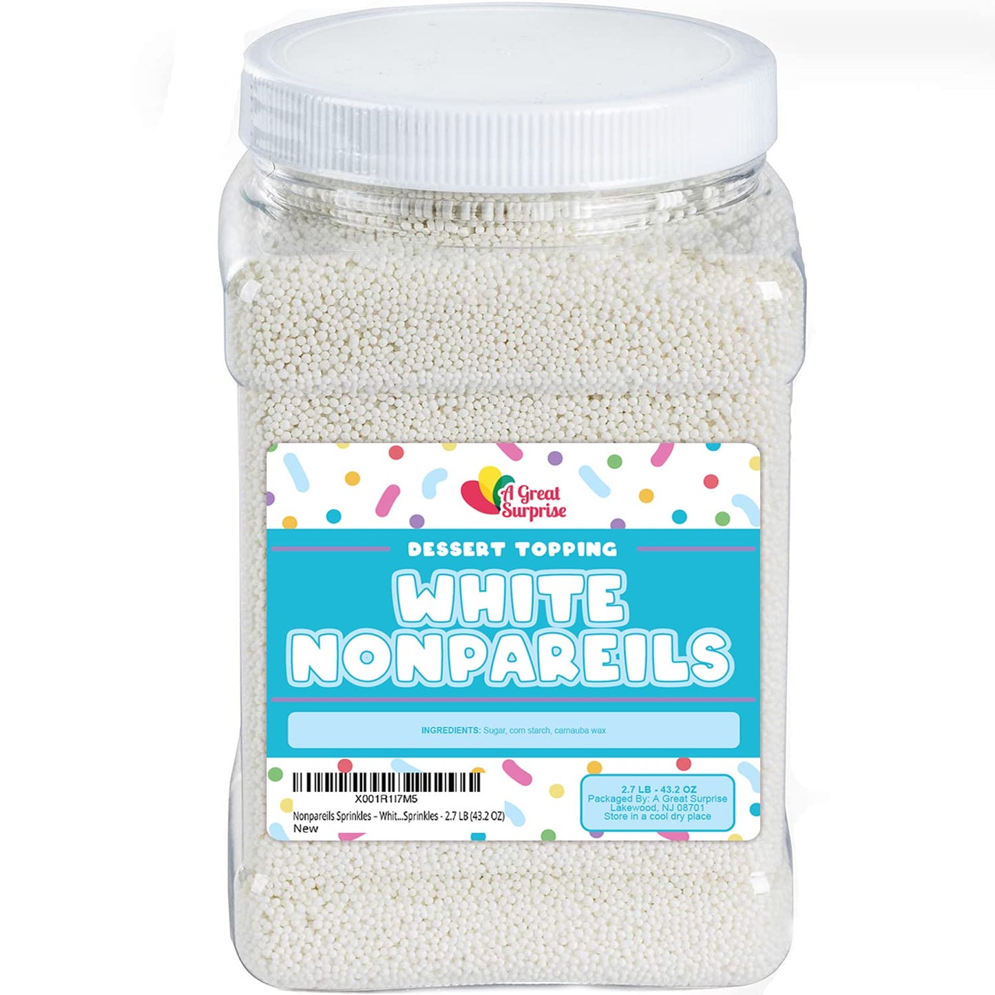 Nonpareils Sprinkles Easter  White Nonpareils  Bulk Sprinkles - 2.7 LB (43.2 OZ) - Easter Sprinkle - Dessert Sprinkles