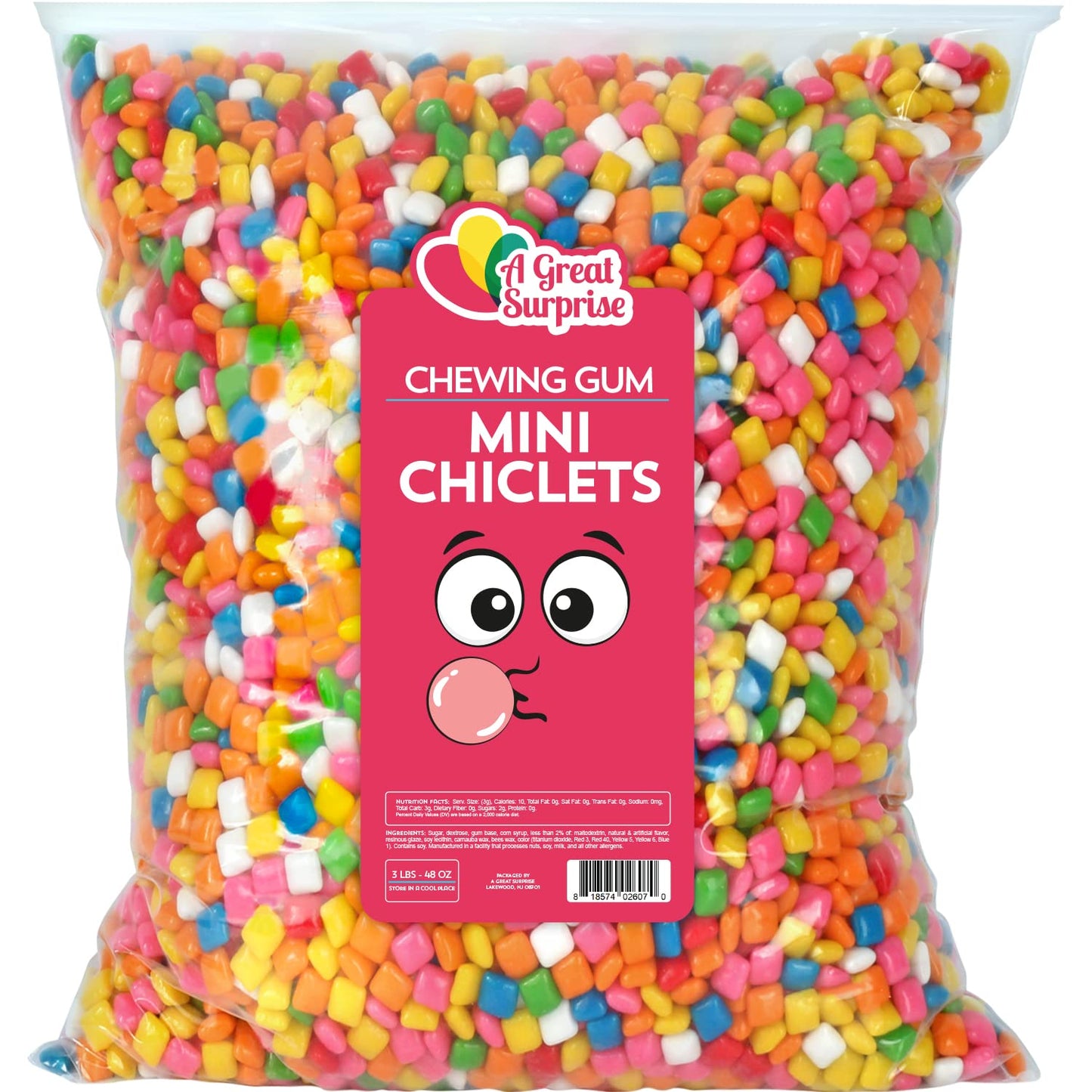 Chiclets Gum - Mini Chiclets - Chicklets Tiny Size Gum - Fruity Flavor - Gumball Candy Machine Refills - Bulk Candy - 3 LB