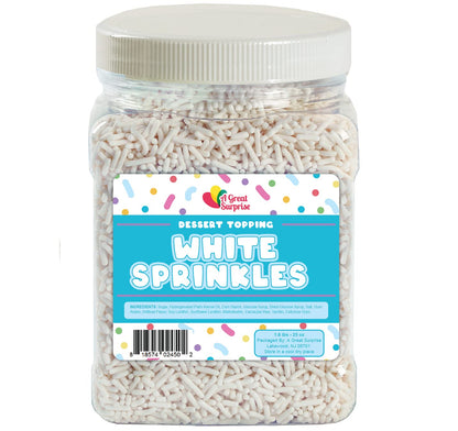 White Sprinkles Bulk - 1.6 LB - Mothers Day Sprinkles - Jimmies in Resealable Container - Sprinkles for Cake Decorating, Cupcakes, Cookie Baking and More
