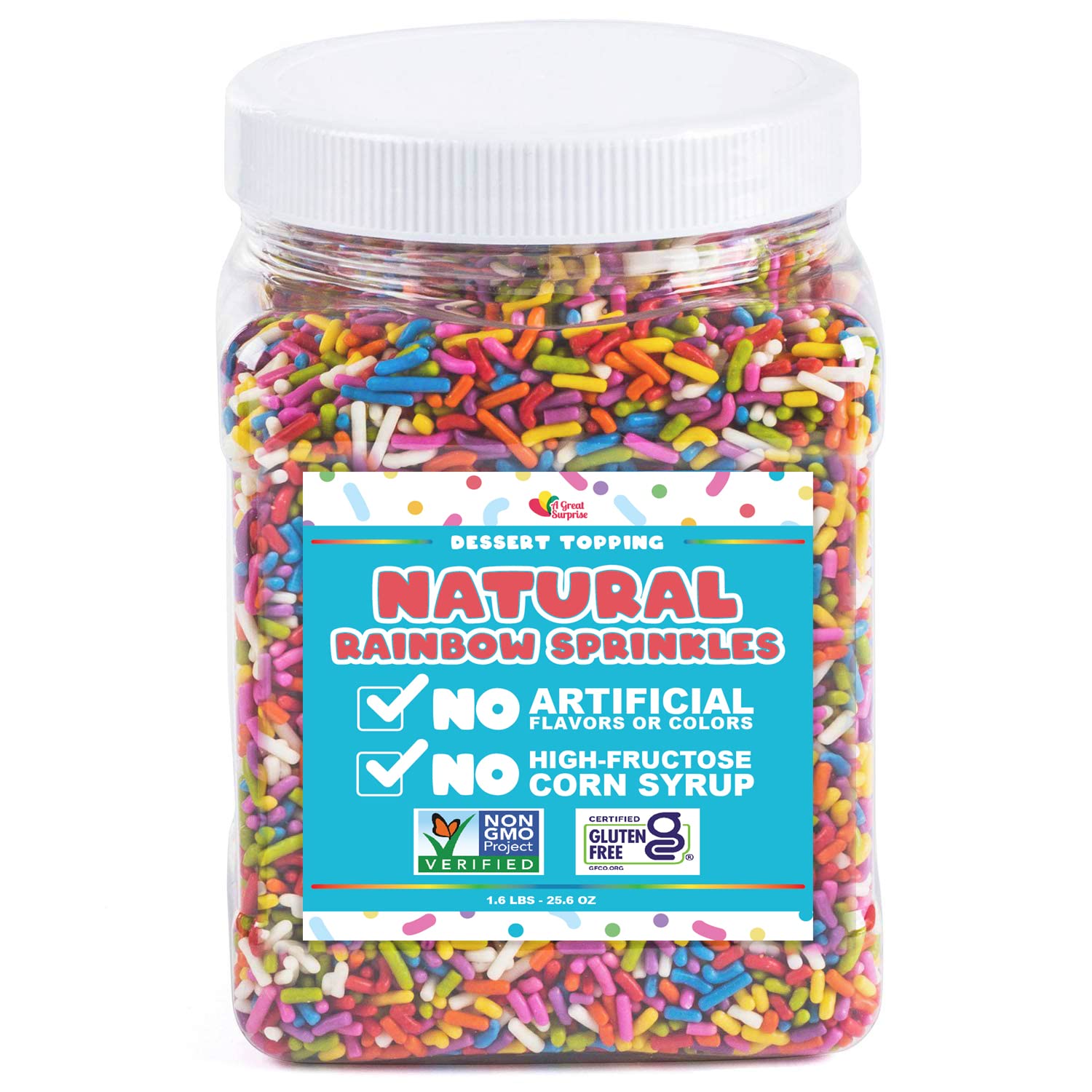 100% NATURAL Chocolate Sprinkles Jimmies - No Artificial Dyes - Gluten  Free, Vegan, Lactose Free, Bulk- 1.6 Pounds