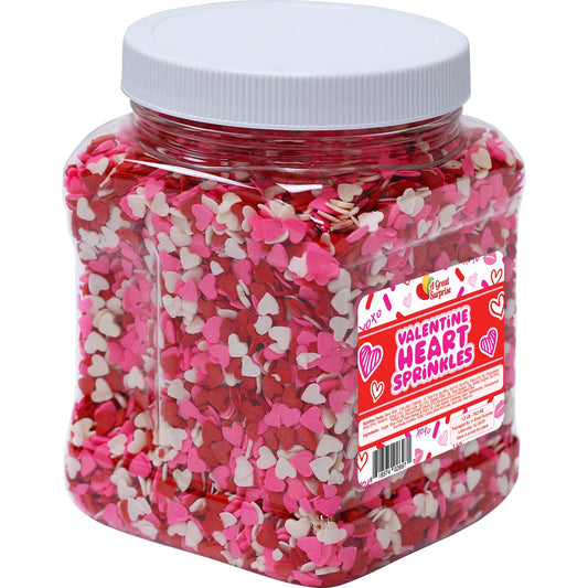 Heart Confetti Sprinkles- Valentines Sprinkles - 1.2 LB - Bulk Toppings- Candy Quins for Cupcakes, Cookies, Ice Cream