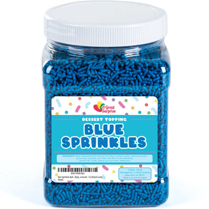 Blue Sprinkles Bulk - 1.6 Pounds - Royal Blue Jimmies - Dark Blue Sprinkles for Decorating Cupcakes, Cakepops, Baby Showers - Blue Dessert Toppings