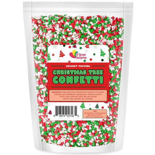 Christmas Tree Sprinkles - 10 ounces Bulk - Red and Green Confetti Mix - Holiday Jimmies Dessert Toppings - For Gingerbread Cookies Cakes Cupcakes