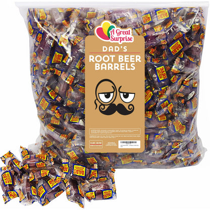 Dad's Root Beer Barrels - Washburn Hard Old Fashioned Candy Individually Wrapped, 4 LB Bulk Candy