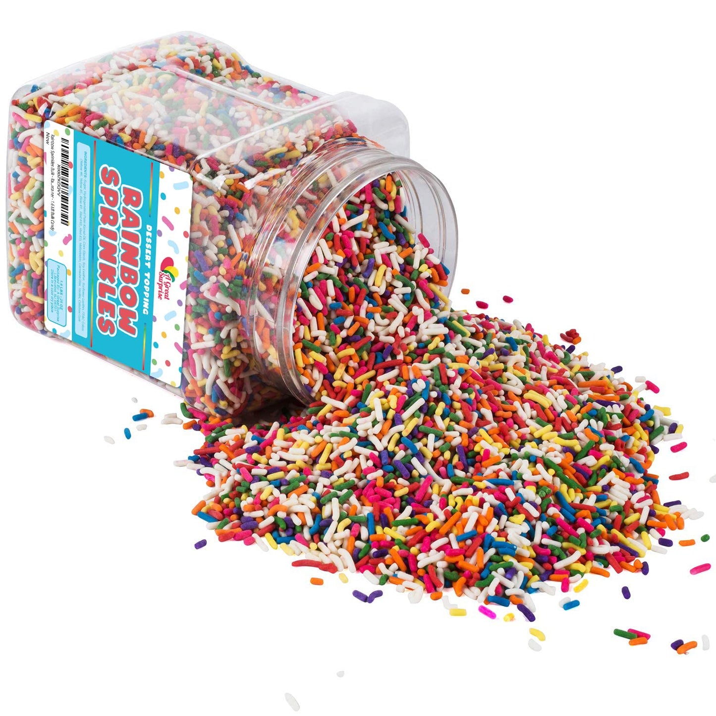 Rainbow Sprinkles Bulk - Rainbow Jimmies in Resealable Container - 1.6 LB Bulk Candy