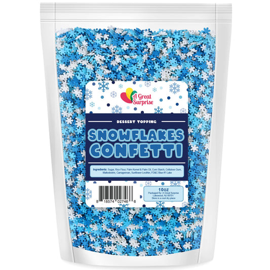 Snowflake Confetti Sprinkles - 10 ounces - Winter Snow Confetti - Candy Dessert Toppings for Cake, Cupcake, Cookie Decorating