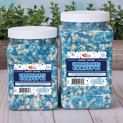 Winter Sprinkles Bulk - 1.7 LB Bulk - Snowflake Confetti - Snowflakes - Blue & White - Great for Cooking, Baking & Decorating