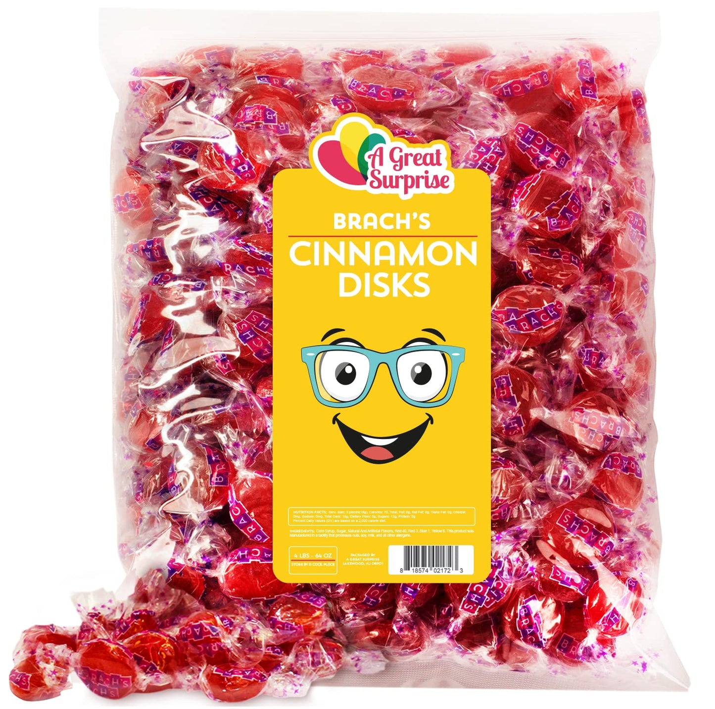 Cinnamon Hard Candy Individually Wrapped - Cinnamon Discs - Red Candy - Bulk Candy 4 LBS
