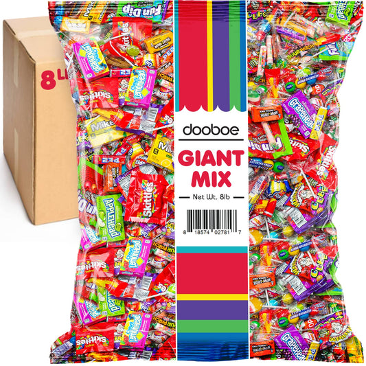 Giant Candy Mix - Parade Candy - 8 LB Bulk Assortment - Pinata Candies - Individually Wrapped Goodie Bag Filler Candy - Huge Variety Candy Bag - For Office, Birthdays, Fiesta, Carnival